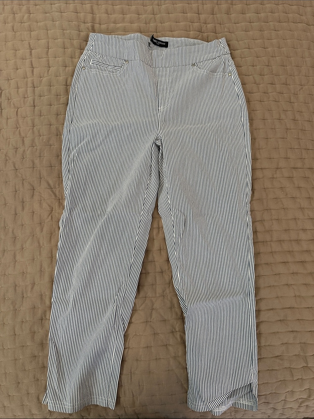 Mario Serrani Navy& White Pinstripe Straight-Leg Pants